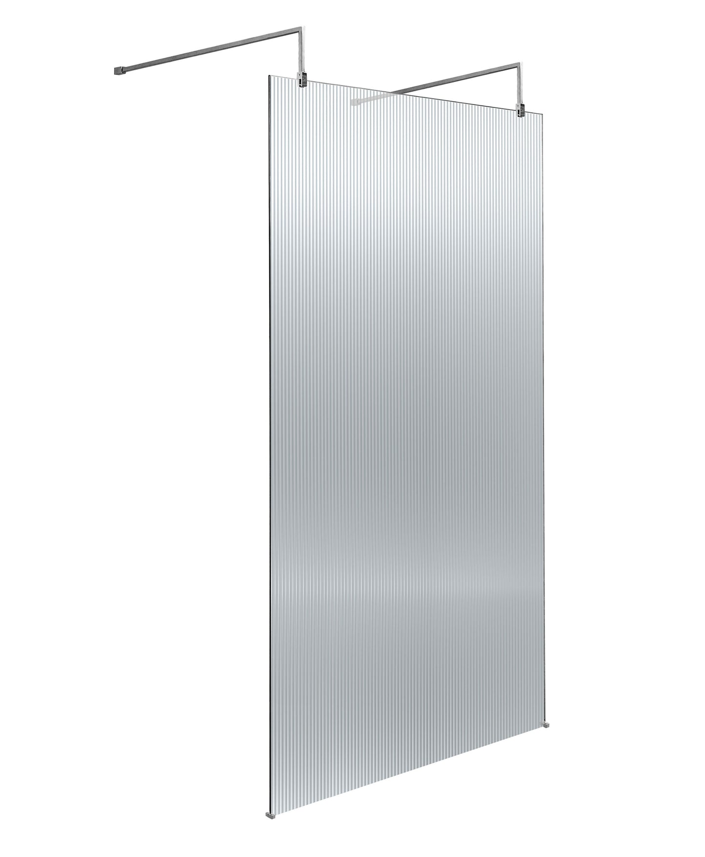Hudson Reed 970mm Frameless Chrome Fluted Wetroom Screen With Arms And Feet