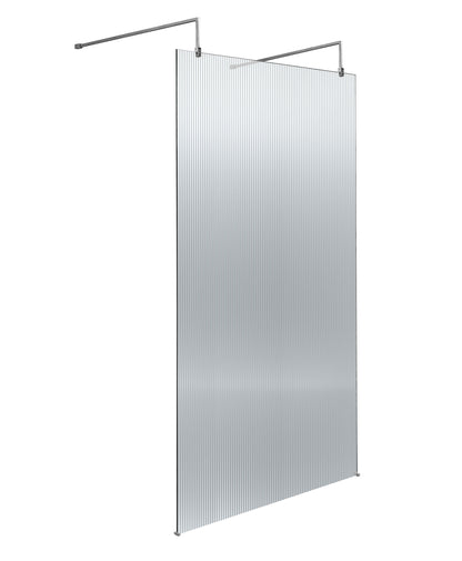Hudson Reed 970mm Frameless Chrome Fluted Wetroom Screen With Arms And Feet