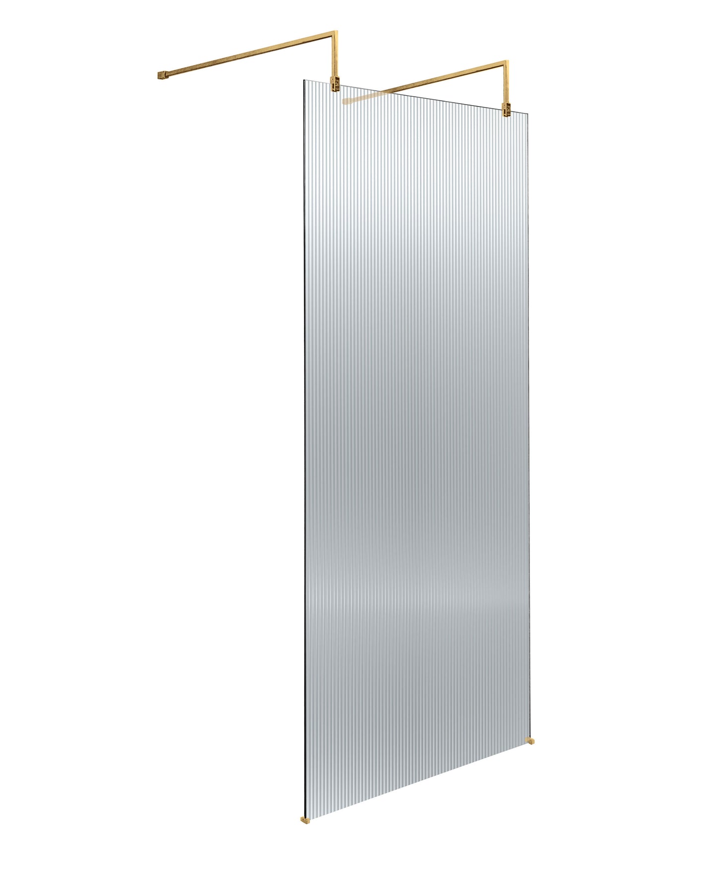 Hudson Reed 770mm Frameless Brushed Brass Fluted Wetroom Screen With Arms And Feet
