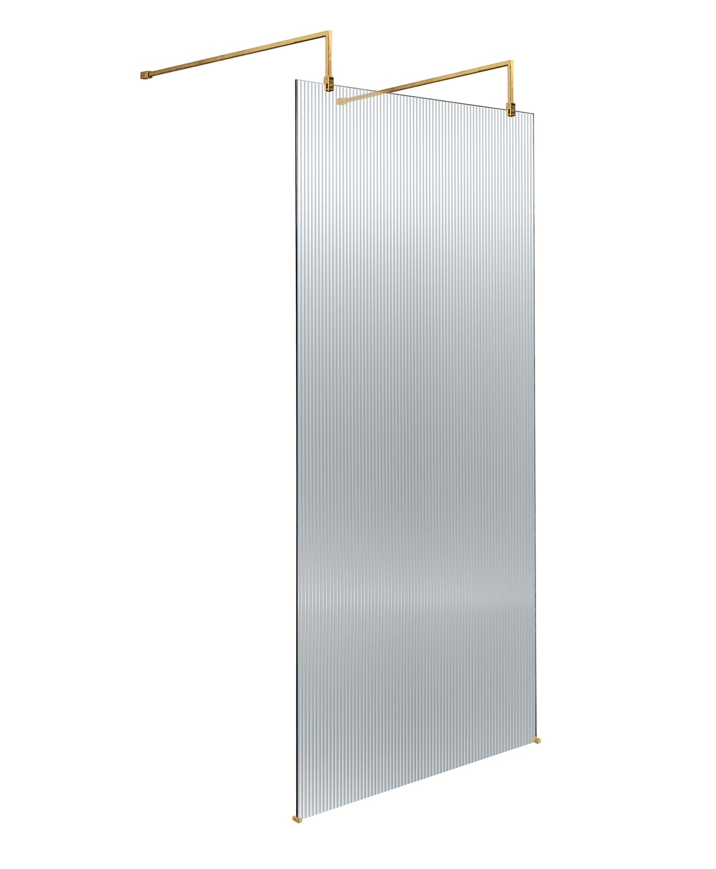 Hudson Reed 870mm Frameless Brushed Brass Fluted Wetroom Screen With Arms And Feet