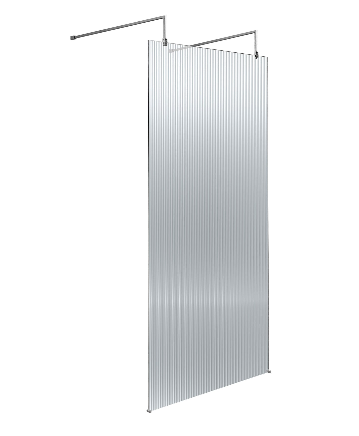 Hudson Reed 870mm Frameless Chrome Fluted Wetroom Screen With Arms And Feet