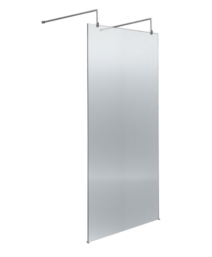 Hudson Reed 870mm Frameless Chrome Fluted Wetroom Screen With Arms And Feet