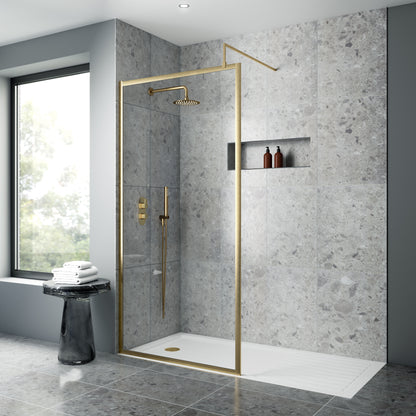 Nuie 800mm Outer Frame Brushed Brass Wetroom Screen