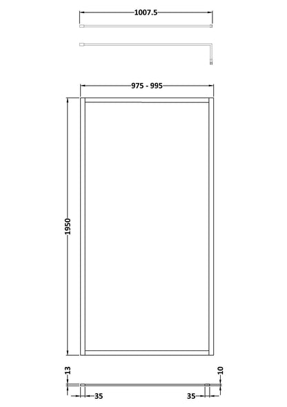 Hudson Reed 1000mm Outer Frame Brushed Brass Wetroom Screen