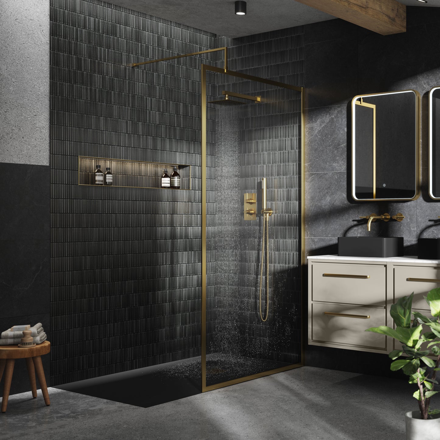 Hudson Reed 1100mm Outer Frame Brushed Brass Wetroom Screen