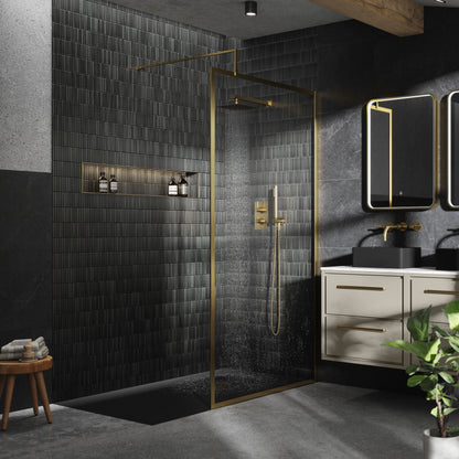 Hudson Reed 1100mm Outer Frame Brushed Brass Wetroom Screen