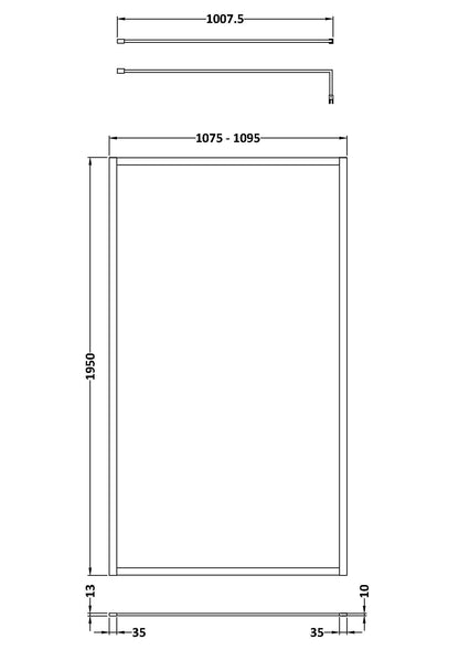 Hudson Reed 1100mm Outer Frame Matt Black Wetroom Screen