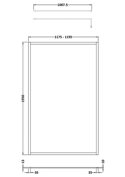 Hudson Reed 1200mm Outer Frame Matt Black Wetroom Screen