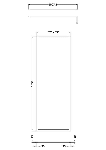 Hudson Reed 700mm Outer Frame Matt Black Wetroom Screen