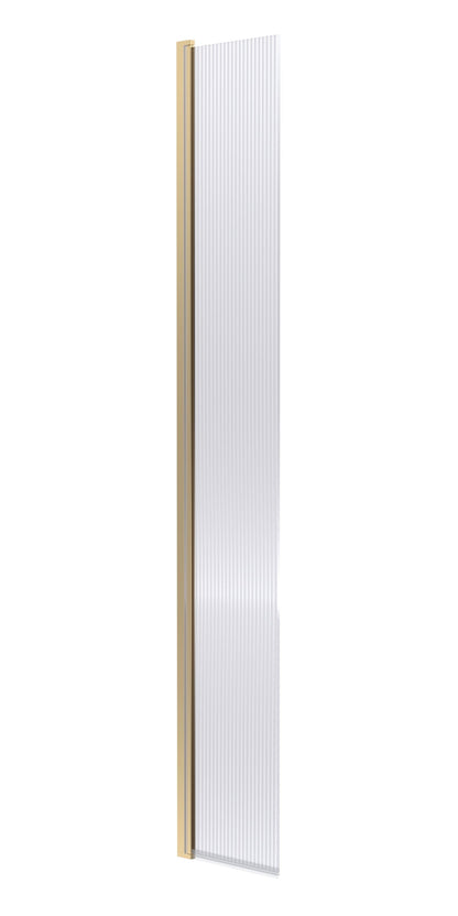 Synergy 322mm Semi-Frameless Brushed Brass Fluted Hinged Wetroom Screen