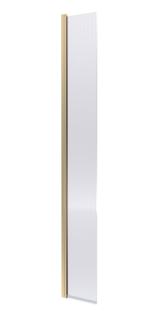 Synergy 322mm Semi-Frameless Brushed Brass Fluted Hinged Wetroom Screen