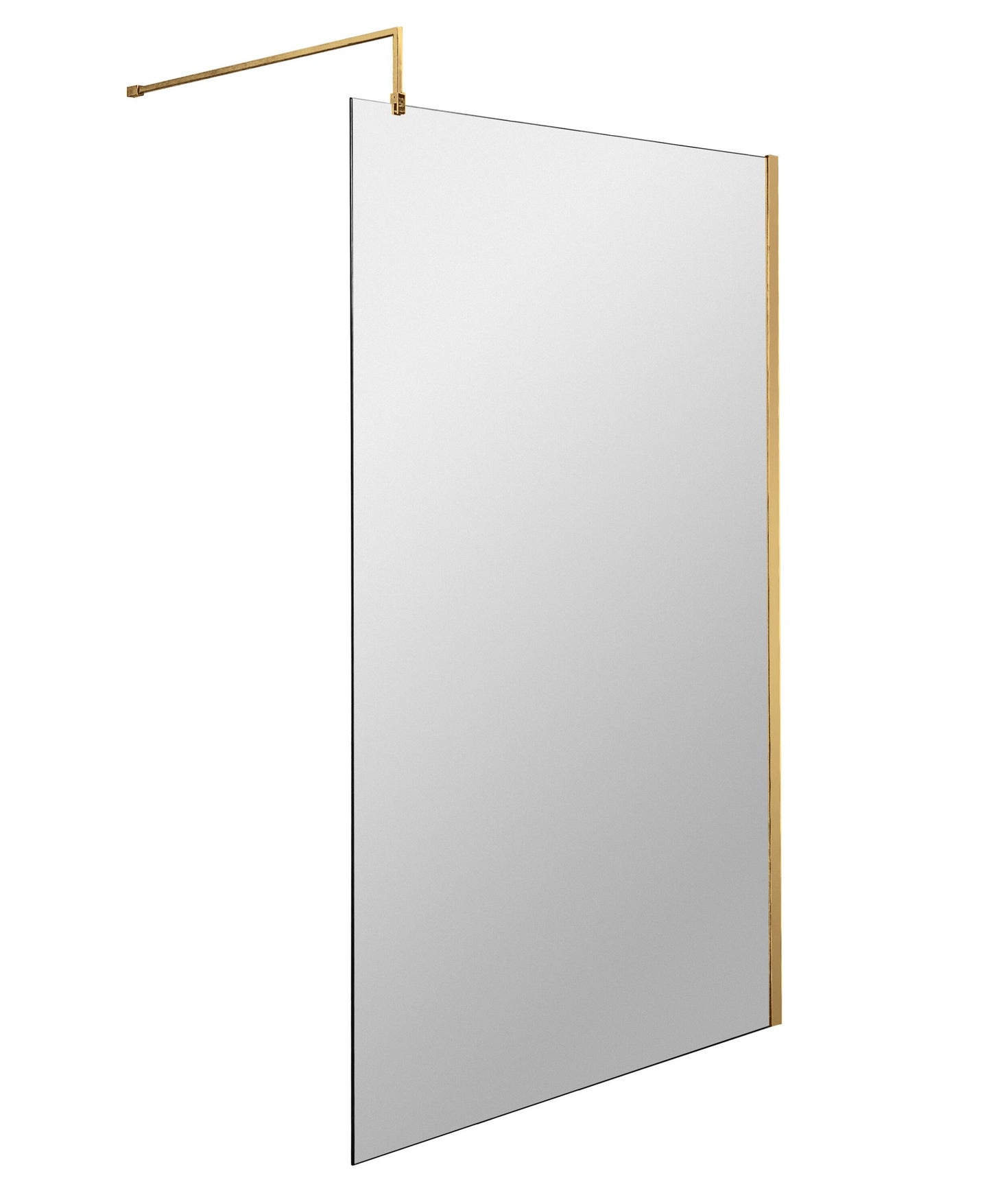 Hudson Reed 1000mm Semi-Frameless Brushed Brass Wetroom Screen With Support Bar