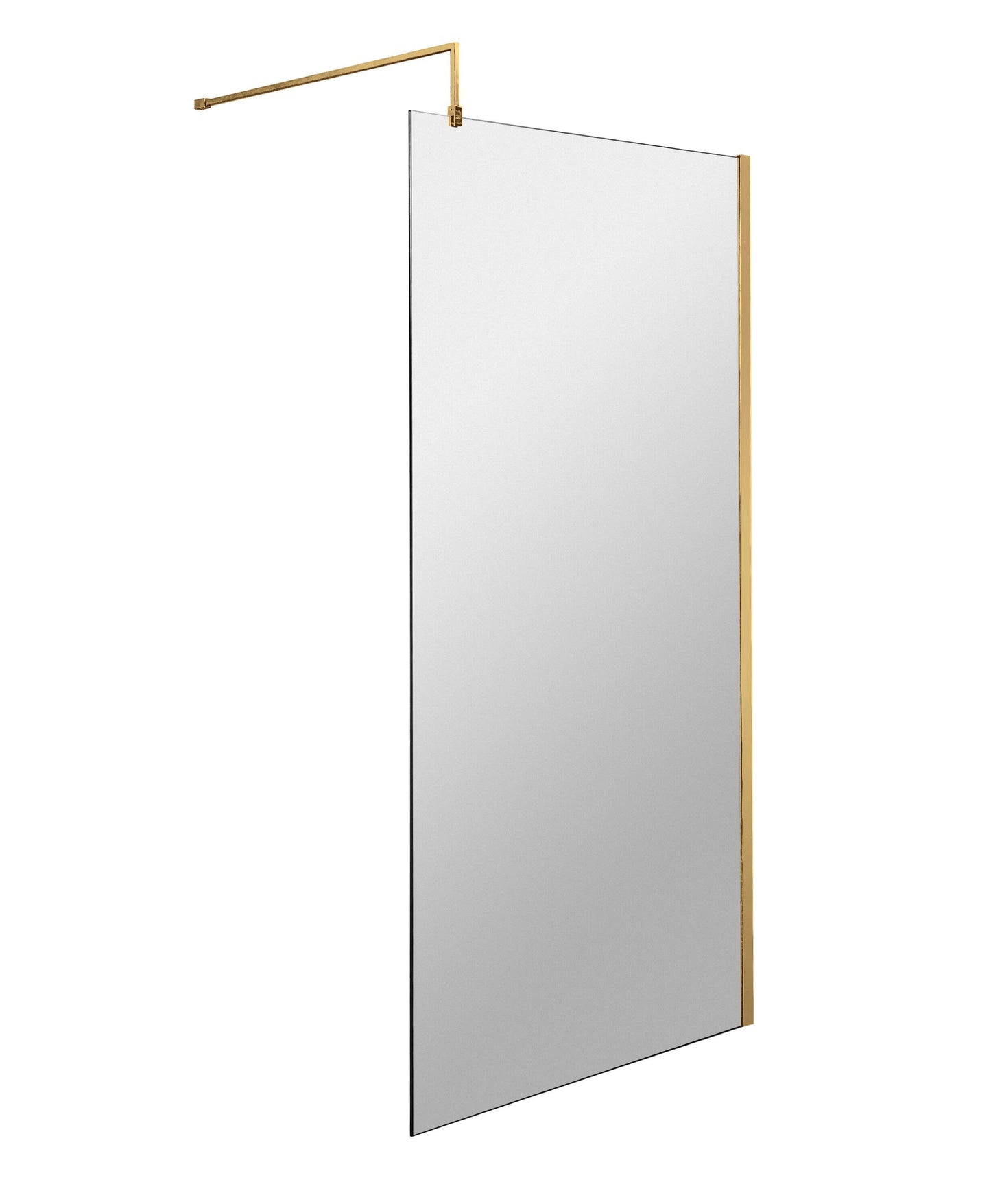 Hudson Reed 900mm Semi-Frameless Brushed Brass Wetroom Screen With Support Bar