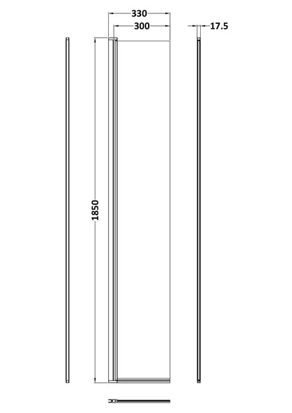 Nuie 322mm Semi-Frameless Matt Black Hinged Wetroom Screen