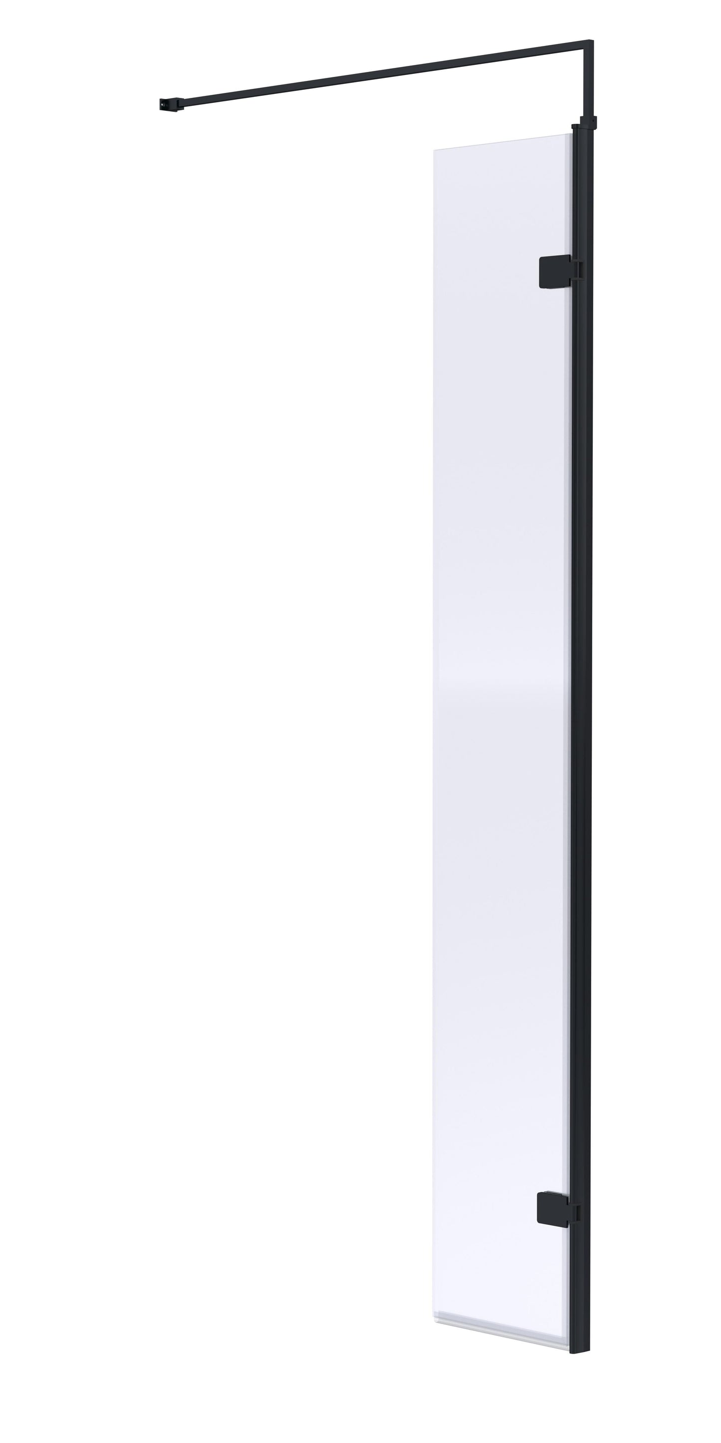 Hudson Reed 322mm Semi-Frameless Matt Black Wetroom Screen With Support Bar