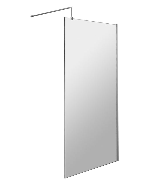 Nuie 898mm Semi-Frameless Chrome Wetroom Screen With Support Bar