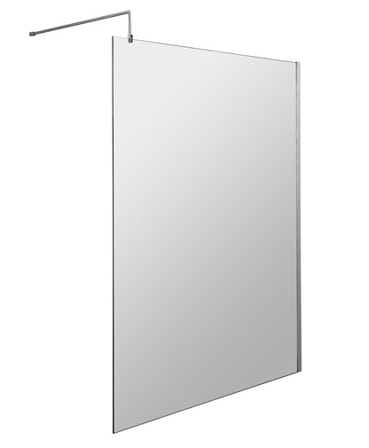 Nuie 1398mm Semi-Frameless Chrome Wetroom Screen With Support Bar