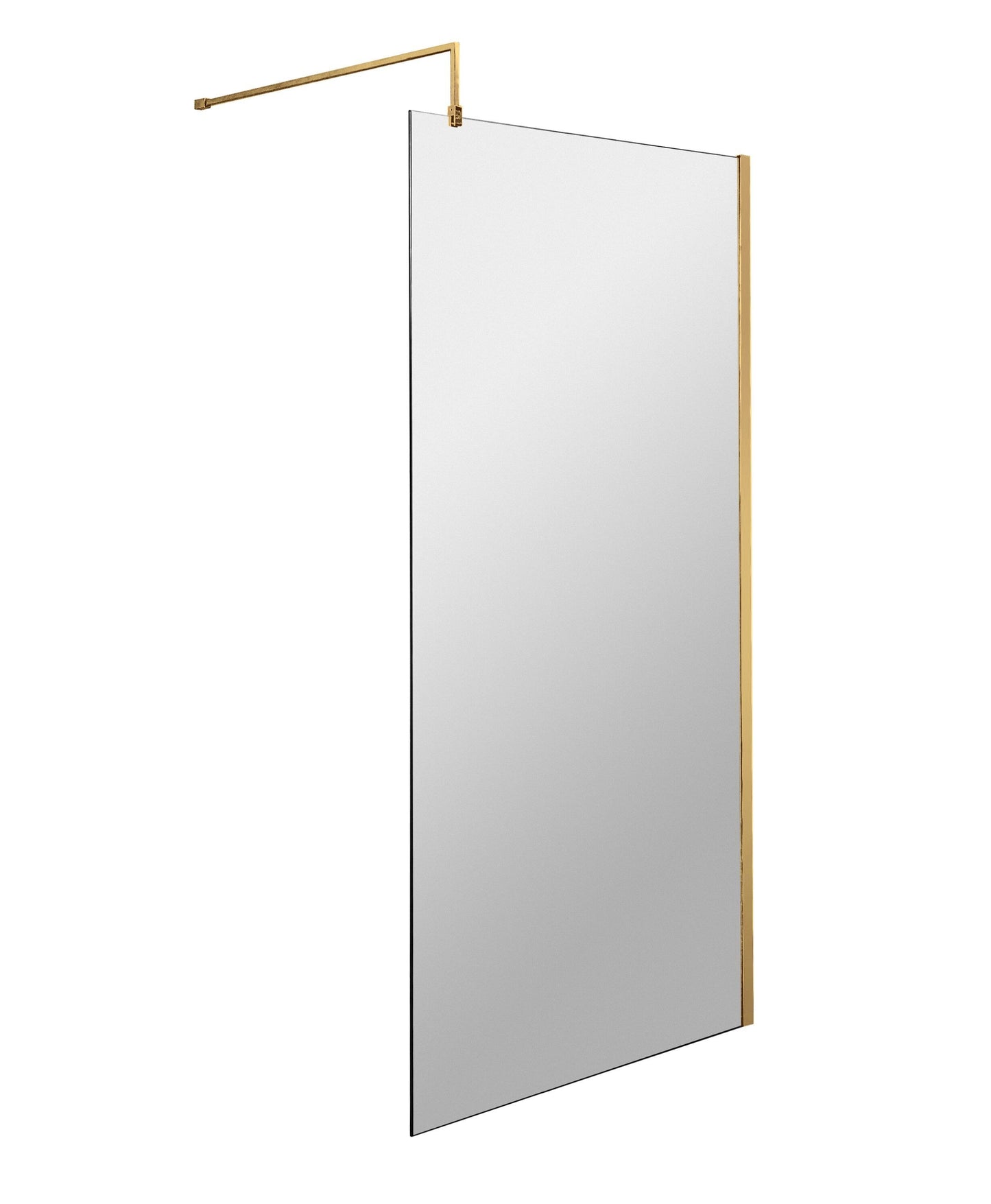 Nuie 800mm Semi-Frameless Brushed Brass Wetroom Screen With Support Bar