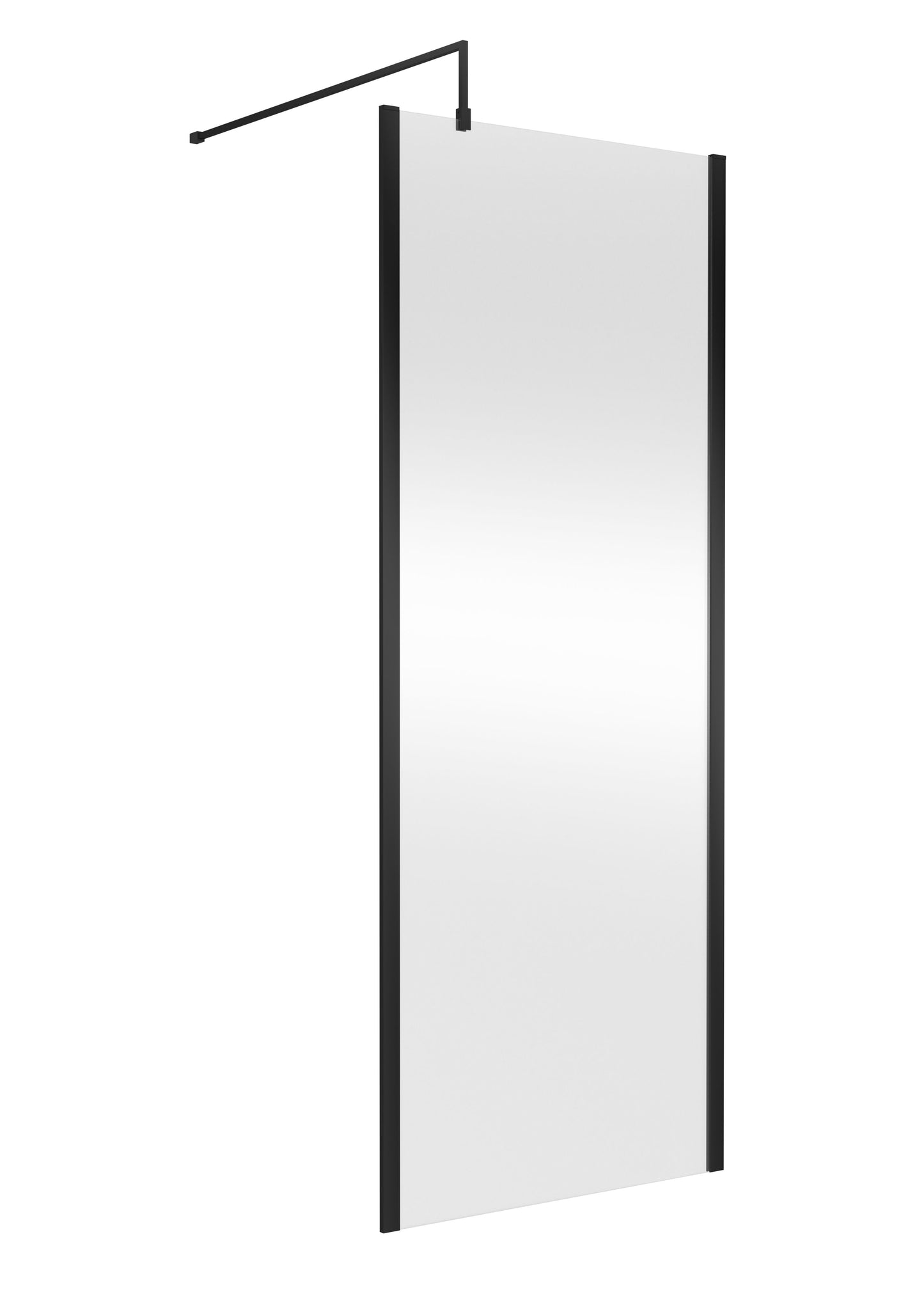 Nuie 800mm Framed Matt Black Wetroom Screen With Support Bar