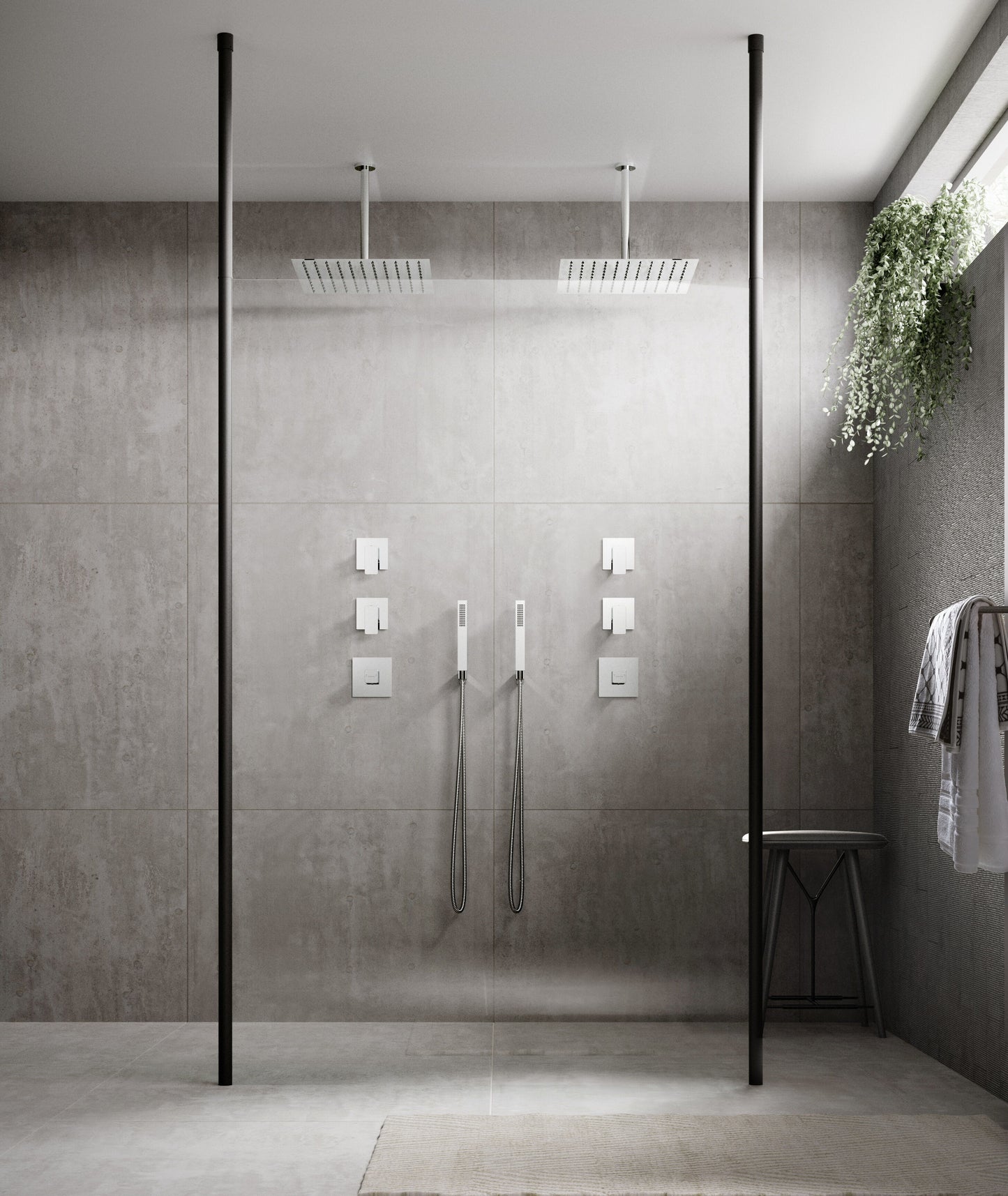 Hudson Reed Matt Black Wetroom Screen Ceiling Post