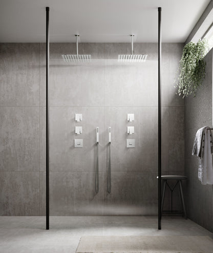 Hudson Reed Matt Black Wetroom Screen Ceiling Post