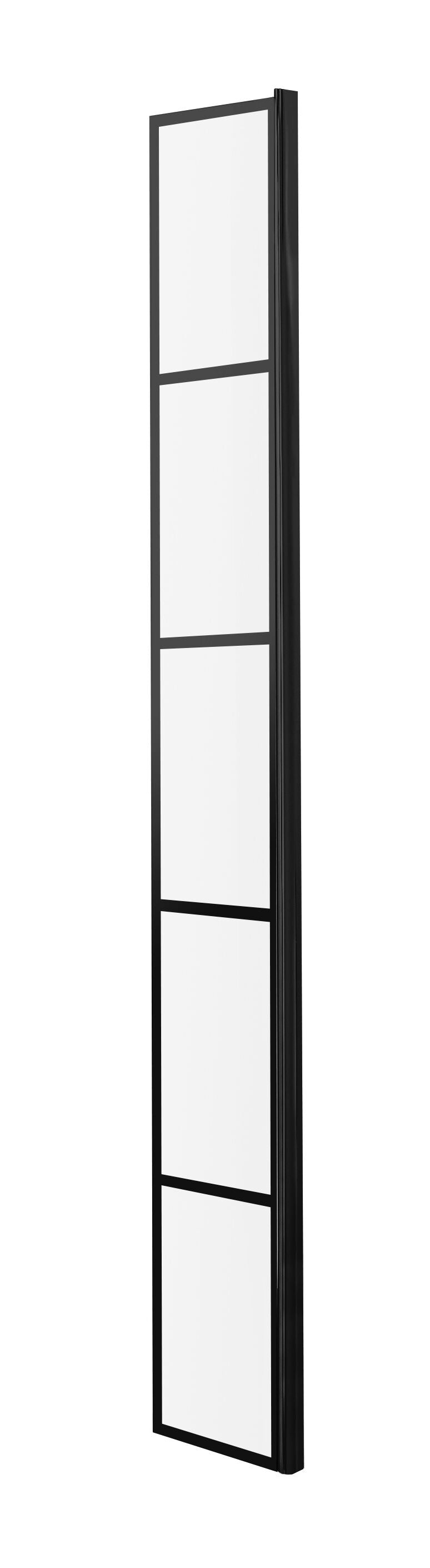 Synergy 213mm Semi-Frameless Matt Black Wetroom Return Screen