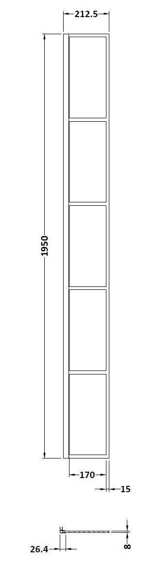 Synergy 213mm Semi-Frameless Matt Black Wetroom Return Screen