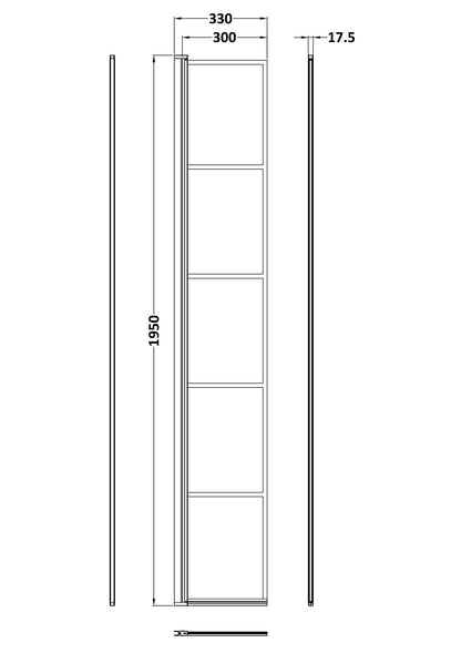 Synergy 322mm Framed Matt Black Hinged Wetroom Screen With Return Panel