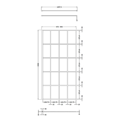 Synergy 1000mm Framed Matt Black Wetroom Screen With Support Bar