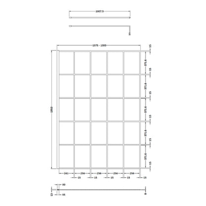 Synergy 1400mm Framed Matt Black Wetroom Screen With Support Bar