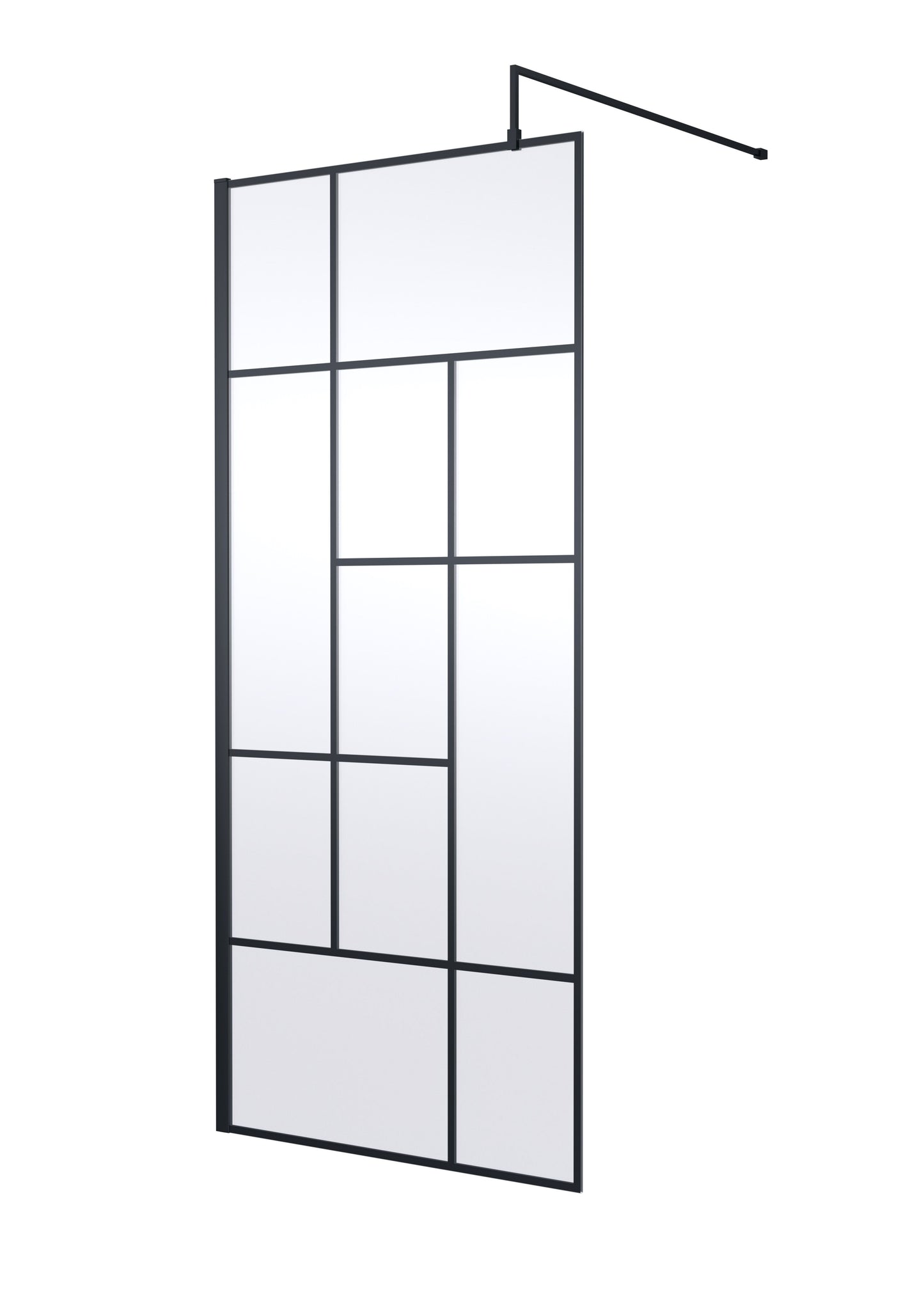 Synergy 900mm Abstract Frame Matt Black Wetroom Screen With Support Bar
