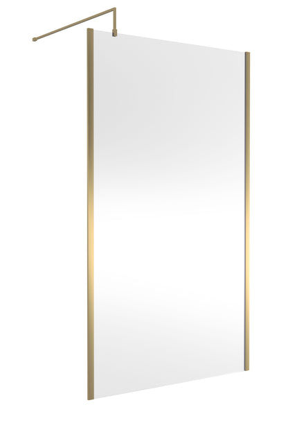 Hudson Reed 1200mm Framed Brushed Brass Wetroom Screen With Support Bar