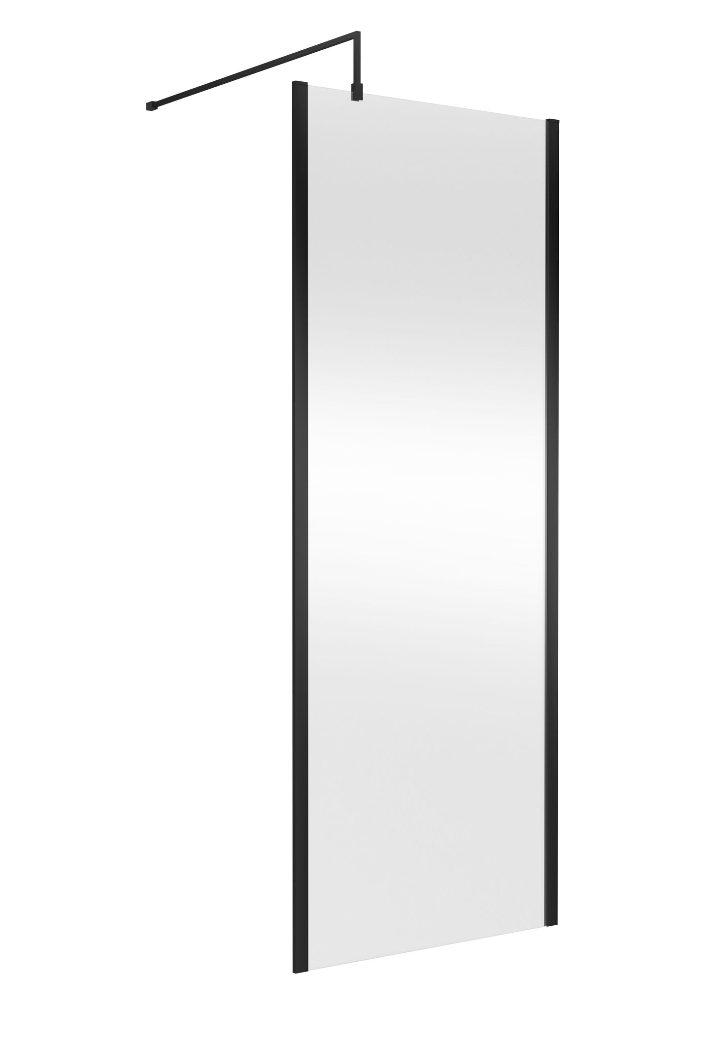 Hudson Reed 800mm Framed Matt Black Wetroom Screen With Support Bar