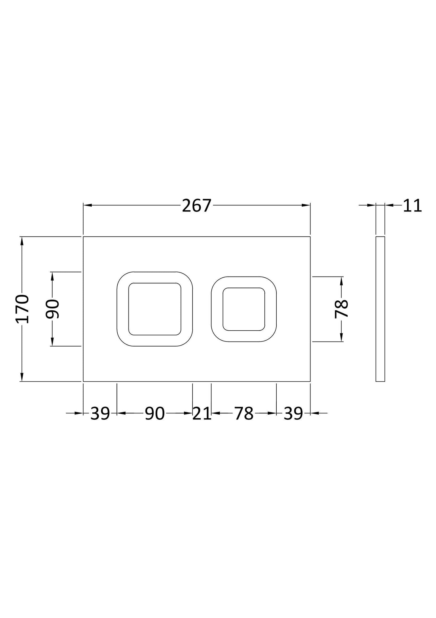 Hudson Reed Square Black Dual Flush Push Button