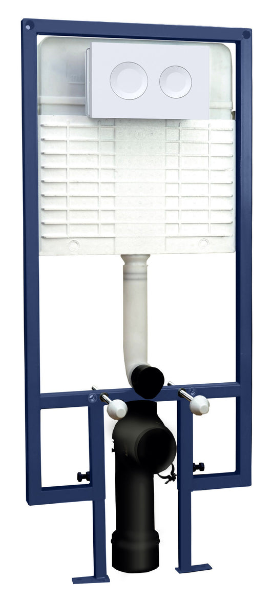 Hudson Reed Concealed Cistern Frame With Matt White Round Flush Plate