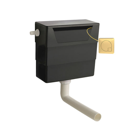 Hudson Reed Contemporary Cistern With Square Brushed Brass Dual Flush Plate