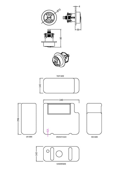 Hudson Reed Traditional Brushed Brass Concealed Cistern With Dual Flush Plate