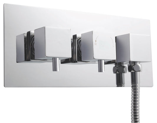 Square Showers Twin Thermostatic Shower Valve With Diverter