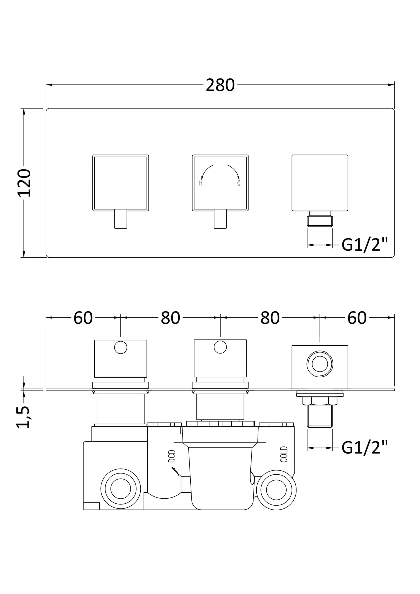 Square Showers Twin Thermostatic Shower Valve With Diverter