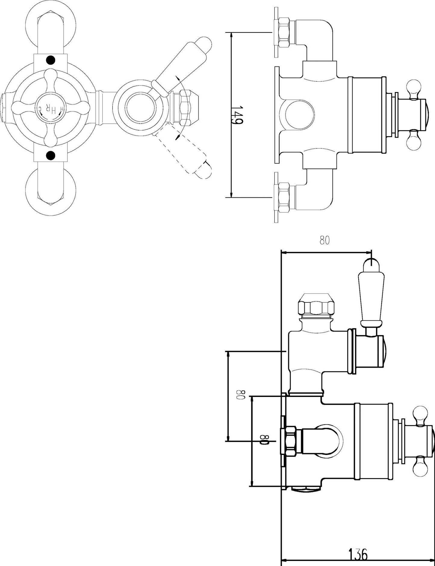 Victorian Twin Thermostatic Shower Valve
