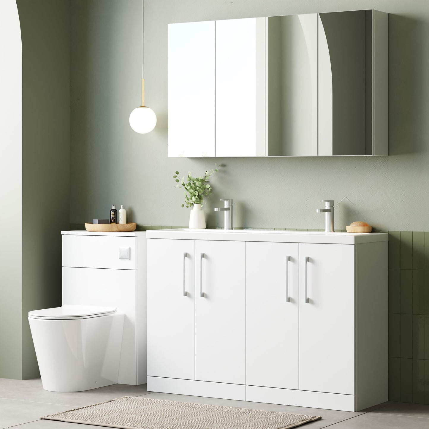 Nuie Arno 1200mm Floor Standing 4 Door Double Basin Vanity Unit