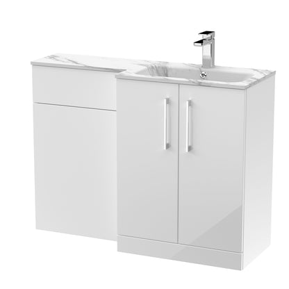 Nuie Arno 1100mm Right Hand Floor Standing Gloss White Combination Unit With Basin