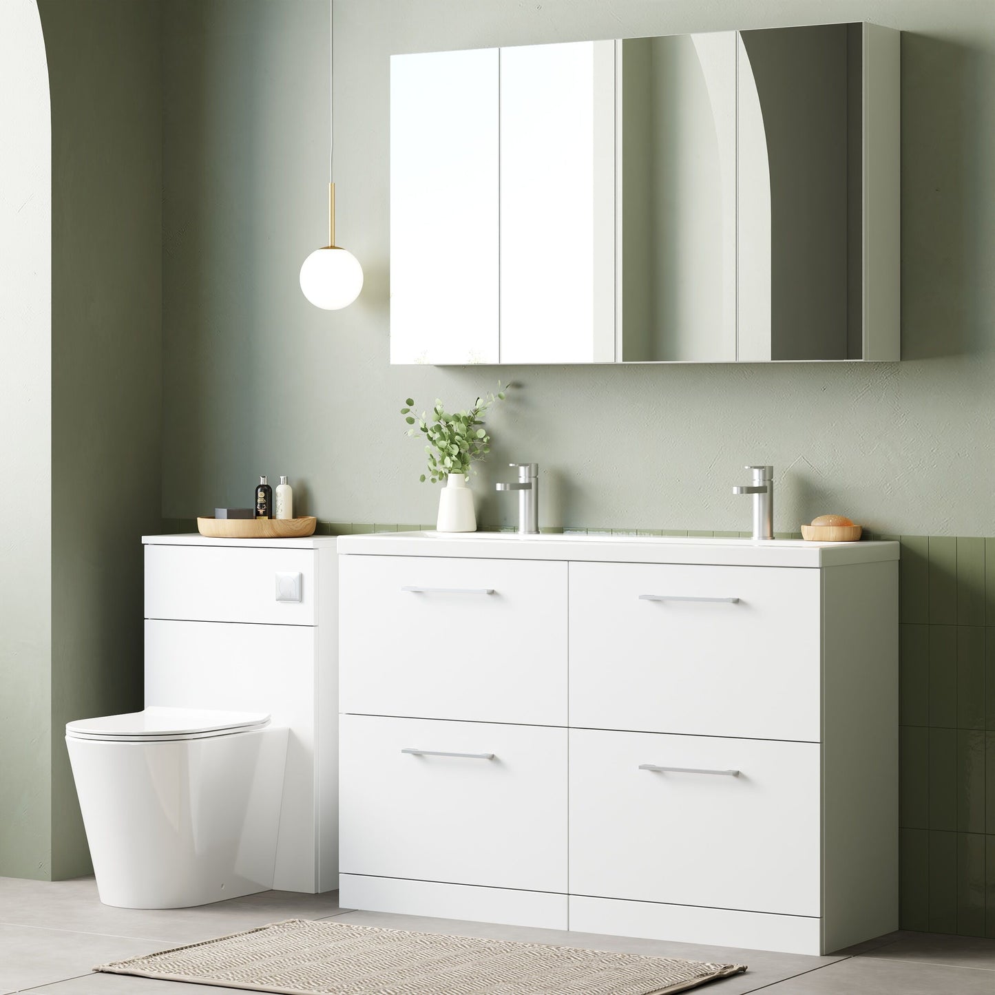 Nuie Arno 1200mm Floor Standing 4 Drawer Double Basin Vanity Unit