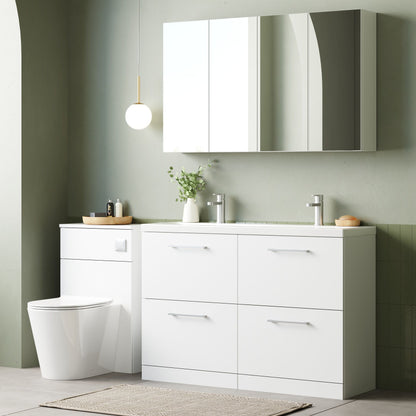 Nuie Arno 1200mm Floor Standing 4 Drawer Double Basin Vanity Unit