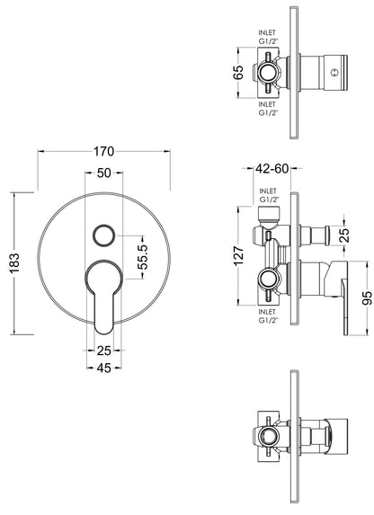 Arvan Manual Shower Valve With Diverter