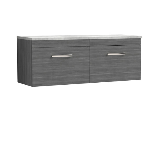 Nuie 1200mm Wall Hung 2-Drawer Unit With Laminate Worktop