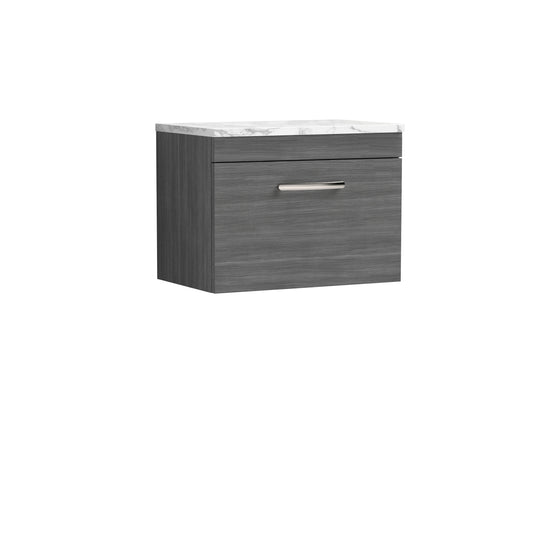 Nuie 600mm Wall Hung Single Drawer Unit With Laminate Worktop