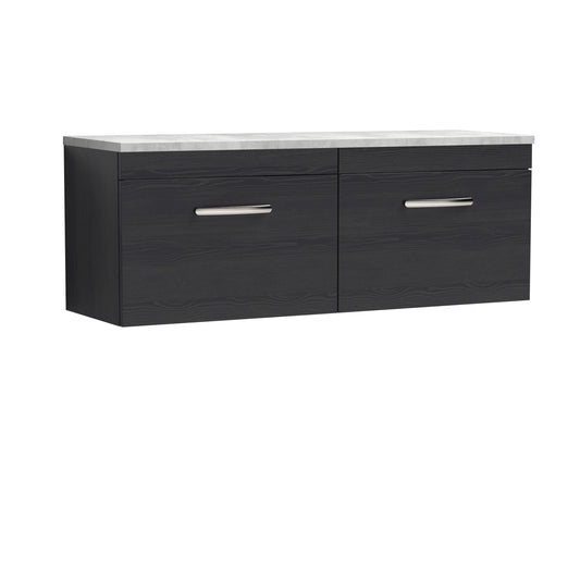Nuie 1200mm Wall Hung 2-Drawer Unit With Laminate Worktop