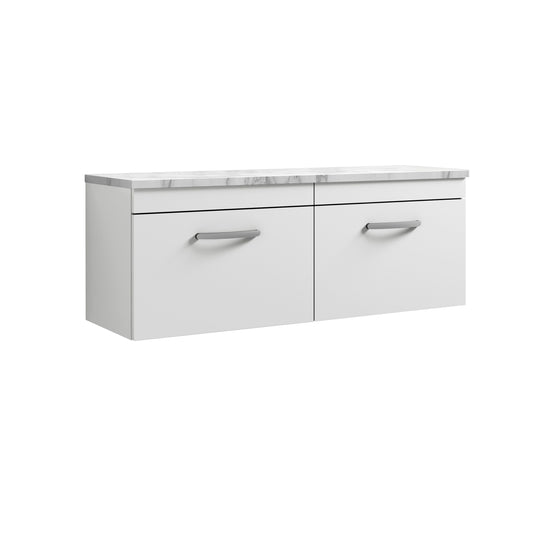 Nuie 1200mm Wall Hung 2-Drawer Vanity Unit With Laminate Worktop