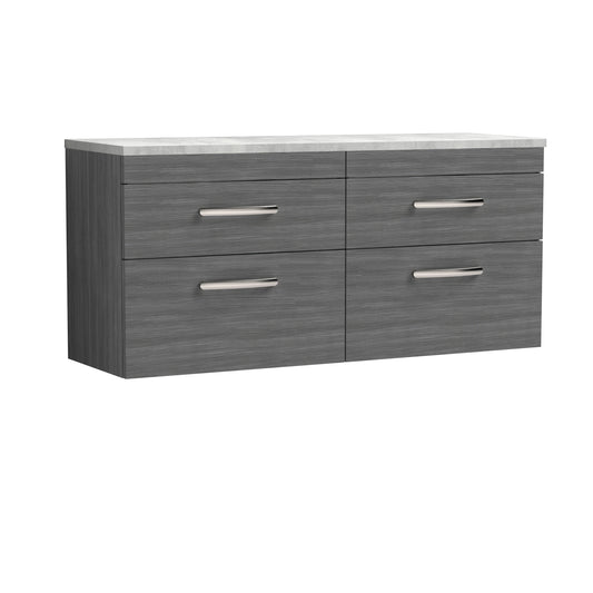 Nuie 1200mm Wall Hung 4-Drawer Unit With Laminate Worktop